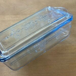 Vintage Blue Refrigerator Dish with Lid